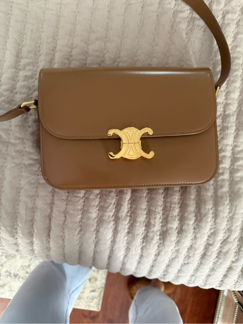 Celine bronze classique Triomphe Crossbody with Gold Logo